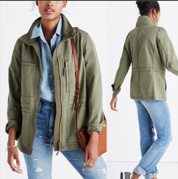 Madewell Jackets & Blazers - Madewell Desert Olive Green Fleet Utility Zip Front Jacket Medium M
